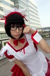 apron bow cosplay cuffs glasses headband maid maid_uniform original ribbons wakame rating:Safe score:1 user:pixymisa