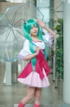 aqua_hair cosplay dress hasui_yuuri hatsune_miku kneehighs melt_(vocaloid) twintails umbrella vocaloid rating:Safe score:1 user:nil!