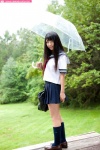 bookbag kneesocks nagai_rina pleated_skirt rain sailor_uniform school_uniform skirt umbrella rating:Safe score:0 user:nil!