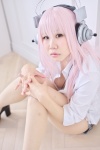 blouse cosplay headphones mizuhashi_uri nitro_super_sonic pink_hair shorts sideboob super_soniko rating:Safe score:0 user:pixymisa