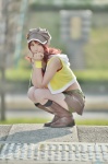 boots cosplay hat hoodie miniskirt misaki_shiki red_hair skirt subarashiki_kono_sekai tamago tank_top rating:Safe score:0 user:nil!