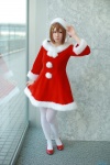 cosplay hair_clips hayashida_azu hirasawa_yui k-on! pantyhose santa_costume stocking_cap white_legwear rating:Safe score:1 user:pixymisa