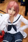 ahoge cosplay hachimaru kogami_akira lucky_star pink_hair pleated_skirt sailor_uniform school_uniform skirt rating:Safe score:2 user:nil!