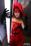 angelina_durless boa choker cosplay elbow_gloves gloves gown hat kuroshitsuji madam_red ondine red_eyes red_hair tiered_skirt rating:Safe score:1 user:pixymisa