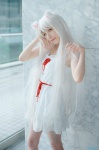 animal_ears bakemonogatari cat_ears cosplay dress hanekawa_tsubasa mikiko silver_hair rating:Safe score:0 user:pixymisa