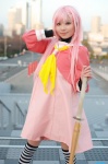 cosplay dress hayate_no_gotoku! hinomura_uta katsura_hinagiku pink_hair sailor_uniform school_uniform shinai striped thighhighs turtleneck rating:Safe score:0 user:nil!