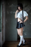 blouse cosplay kneesocks okino_mayoko pleated_skirt skirt twin_braids yuuki_mio zone-00 rating:Safe score:8 user:pixymisa