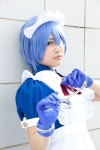 apron blue_hair bowtie cosplay eyepatch gloves hairband handcuffs ikkitousen maid maid_uniform ryomou_shimei yuuri_tsukasa rating:Safe score:0 user:pixymisa