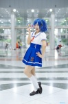 aikatsu! blue_hair cosplay kiriya_aoi kitazawa_natume kneesocks pantyhose pleated_skirt sailor_uniform school_uniform sheer_legwear side_ponytail skirt rating:Safe score:1 user:nil!