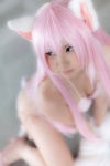 animal_ears bikini cat_ears cleavage cosplay enacat_(white_version) enako original paw_gloves pink_hair side-tie_bikini swimsuit tail rating:Safe score:1 user:nil!