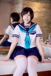 blouse minatsuki_naru pleated_skirt sailor_uniform scarf_tie school_uniform skirt thighhighs zettai_ryouiki rating:Safe score:1 user:pixymisa