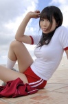 asahina_mikuru buruma chocoball cosplay gym_uniform pantyhose sheer_legwear shorts socks suzumiya_haruhi_no_yuuutsu track_jacket tshirt rating:Safe score:1 user:nil!