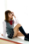 blouse kneesocks maaya_(ii) pleated_skirt school_uniform skirt sweater_vest rating:Safe score:0 user:nil!