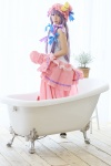 amatsuka_miyu bathroom bathtub cosplay glasses hat one-piece_swimsuit patchouli_knowledge purple_hair robe swimsuit touhou rating:Safe score:0 user:nil!