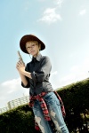 america axis_powers_hetalia blouse cosplay cowboy_hat gun megumi torn_clothes trousers rating:Safe score:0 user:pixymisa