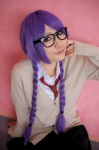 blouse cardigan cosplay glasses pantyhose pleated_skirt purple_hair school_uniform skirt tagme_character tagme_series tie twin_braids unoki_kagami rating:Safe score:2 user:nil!