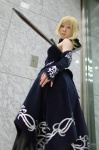 blonde_hair cosplay detached_sleeves dress fate/hollow_ataraxia fate/series maropapi saber_alter sword rating:Safe score:0 user:nil!