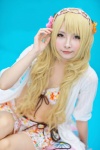 bikini_top blonde_hair blouse cosplay hairband inner_tube mineo_kana miniskirt original pool skirt swimsuit rating:Safe score:1 user:nil!