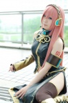 armband boots cosplay default_costume detached_sleeves headset kazuha megurine_luka pantyhose pink_hair skirt thighhighs vocaloid rating:Safe score:1 user:nil!