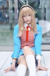 aki_(iv) blazer blonde_hair blouse cosplay fukyuki_eve hairband kneesocks miniskirt school_uniform skirt tenkaka_ki_sei rating:Safe score:0 user:nil!