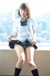 bikini blouse bwh_186 kneesocks misaki_haruka pleated_skirt school_uniform side-tie_bikini skirt skirt_lift swimsuit rating:Safe score:1 user:nil!