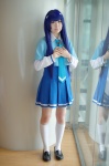 aoki_reika blouse blue_hair cosplay jumper kneesocks onagi_mayu pretty_cure school_uniform smile_precure! tie rating:Safe score:1 user:nil!