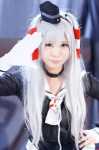 amatsukaze_(kantai_collection) cosplay hat irori_(ii) kantai_collection one_glove sailor_dress twintails white_hair rating:Safe score:0 user:nil!