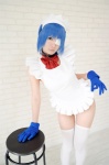 apron blue_hair cosplay eyepatch gloves hairband ikkitousen kibashi maid maid_uniform panties ryomou_shimei thighhighs white_legwear rating:Safe score:1 user:nil!
