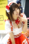 amami_haruka apron cleavage cosplay dress hairband idolmaster maid maid_uniform michiko petticoat ribbon_tie wristband rating:Safe score:0 user:pixymisa