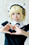 <3 apron blonde_hair cosplay hayase_ami headband maid maid_uniform original rating:Safe score:1 user:pixymisa