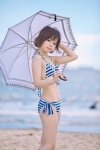 beach bikini ocean side-tie_bikini striped suu swimsuit umbrella rating:Safe score:0 user:nil!
