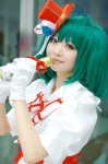 ahoge apron blouse corset cosplay gloves green_hair macross macross_frontier microphone nepachi ranka_lee top_hat twintails rating:Safe score:0 user:nil!