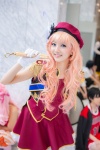 beret cosplay dress gloves harusaki macross macross_frontier microphone multi-colored_hair petticoat sheryl_nome vest rating:Safe score:0 user:pixymisa