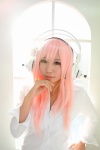 blouse cosplay headphones itsuki_akira nitro_super_sonic pink_hair super_akira super_soniko rating:Safe score:0 user:nil!