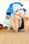 blue_hair cirno cleavage cosplay hairbow lenfried one-piece_swimsuit school_swimsuit striped swimsuit thighhighs touhou wings rating:Safe score:0 user:nil!