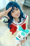 blue_hair cosplay heartcatch_precure! kanan_kaori kurumi_erika pleated_skirt pretty_cure sailor_uniform school_uniform skirt stuffed_animal rating:Safe score:0 user:nil!