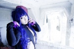 blue_hair bodysuit cape cleavage cosplay deep_rabbit macross macross_frontier macross_frontier:_itsuwari_no_utahime saku sheryl_nome rating:Safe score:0 user:nil!