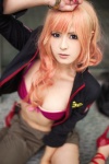 bra cleavage cosplay furumiya_sui jacket macross macross_frontier multi-colored_hair open_clothes sheryl_nome torn_clothes trousers rating:Safe score:0 user:nil!