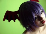 aka_(morimori) cosplay head_wings lilith_aensland purple_hair sleeveless_blouse vampire_(game) rating:Safe score:0 user:nil!