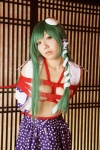 blouse bound cleavage cosplay detached_sleeves green_hair hanamura_misaki kochiya_sanae miko open_clothes rope skirt touhou touhou_kinbauchou rating:Safe score:0 user:nil!