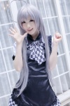 ahoge cosplay dress haiyore!_nyaruko-san kurasaka_kururu nyaruko silver_hair rating:Safe score:2 user:nil!