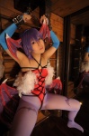 bodysuit bondage cosplay detached_sleeves head_wings lilith_aensland pantyhose purple_hair tamashi_no_mayoigo vampire_(game) wings yuuki_sayo rating:Safe score:3 user:nil!