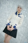 angel_beats! blazer blouse cosplay kneehighs pleated_skirt ribbon_tie skirt takanashi_maui tenshi_(angel_beats!) white_hair yellow_eyes rating:Safe score:0 user:pixymisa