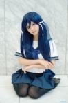 asakura_irori baka_to_test_to_shoukanjuu blue_hair cosplay hair_ribbons kirishima_shouko pleated_skirt sailor_uniform school_uniform skirt thighhighs rating:Safe score:3 user:nil!
