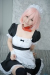 alicetene- apron black_legwear collar cosplay dress maid maid_uniform original pink_hair thighhighs zettai_ryouiki rating:Safe score:3 user:nil!