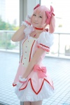 asuka_(ii) bows choker cosplay dress gloves hairbows kaname_madoka necklace petticoat pink_hair puella_magi_madoka_magica twintails rating:Safe score:0 user:pixymisa