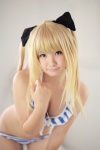 bikini blonde_hair cleavage cosplay enako golden_darkness hairbows swimsuit to_love-ru twintails rating:Safe score:2 user:nil!