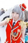 amane band_uniform blouse cosplay elbow_gloves gloves hat jacket sanya_v_litvyak silver_hair strike_witches tie rating:Questionable score:0 user:nil!