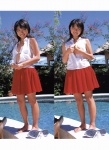 1_or_8 bikini_top cleavage kawamura_yukie open_clothes pool skirt sleeveless_blouse swimsuit rating:Safe score:0 user:nil!