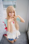 asuna_(sao) blonde_hair blouse braid cosplay miniskirt neko skirt sword_art_online rating:Safe score:0 user:pixymisa